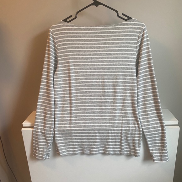 Grey and white striped long sleeve tee - Picture 4 of 4